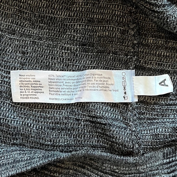 Eileen Fisher Black & Grey Striped Textured Long Sleeve Top - Picture 5 of 8